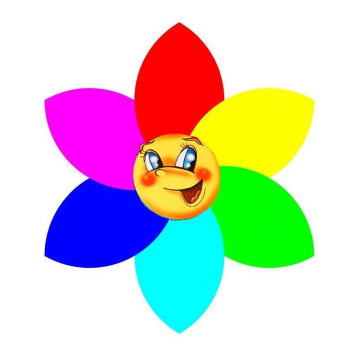 Colored paper flower with six petals, each of which symbolizes a monodiet