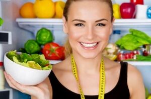 Slimming girl with proper nutrition